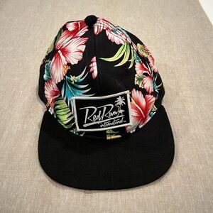 Black Floral Snapback Hat with Adjustable Strap